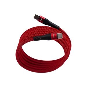 BMCC-02 Kirmizi Manyetik USB-C-USB-C Kablo – 1.5 m, 60 W Hızlı Şarj