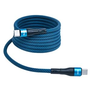 BMCC-02 Mavi Manyetik USB-C-USB-C Kablo – 1.5 m, 60 W Hızlı Şarj