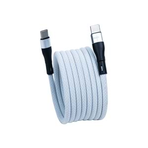 BMCC-03 Beyaz Manyetik USB-C-USB-C Kablo – 2 m, 60 W Hızlı Şarj