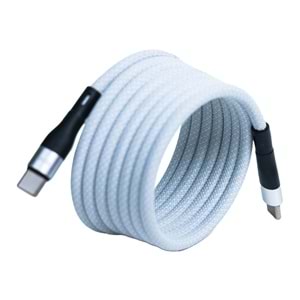 BMCC-03 Beyaz Manyetik USB-C-USB-C Kablo – 2 m, 60 W Hızlı Şarj