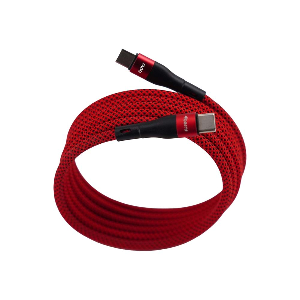 BMCC-03 Kirmizi Manyetik USB-C-USB-C Kablo – 2 m, 60 W Hızlı Şarj