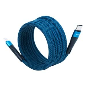 BMCC-03 Mavi Manyetik USB-C-USB-C Kablo – 2 m, 60 W Hızlı Şarj