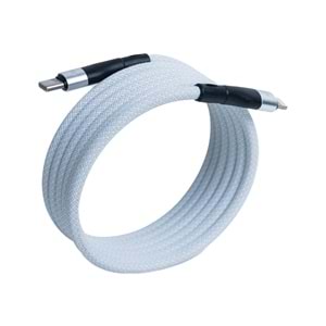 BMLC-01 Beyaz Manyetik 1m Hızlı Şarj Kablosu – Type-C - Lightning, 3 A