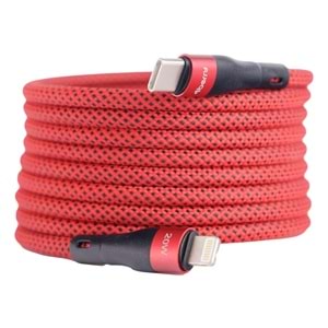 BMLC-01 Kirmizi Manyetik 1m Hızlı Şarj Kablosu – Type-C - Lightning, 3 A