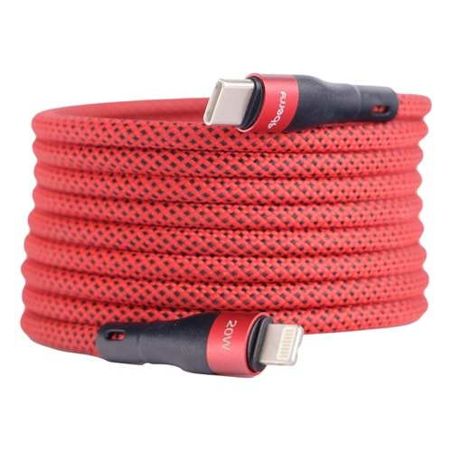BMLC-01 Kirmizi Manyetik 1m Hızlı Şarj Kablosu – Type-C - Lightning, 3 A