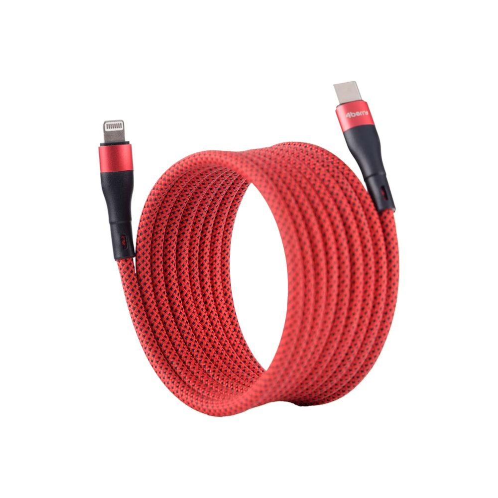 BMLC-01 Kirmizi Manyetik 1m Hızlı Şarj Kablosu – Type-C - Lightning, 3 A