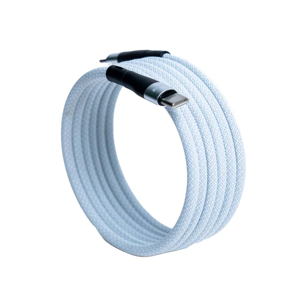 BMLC-02 Beyaz Manyetik 1,5 m Hızlı Şarj Kablosu – Type-C - Lightning, 3 A