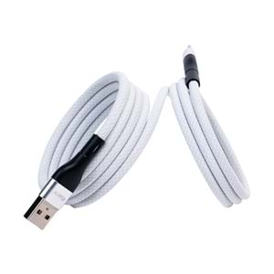 BMUC-02 Beyaz Manyetik USB-A-C Kablo – 1.5 m, Süper Hızlı Şarj