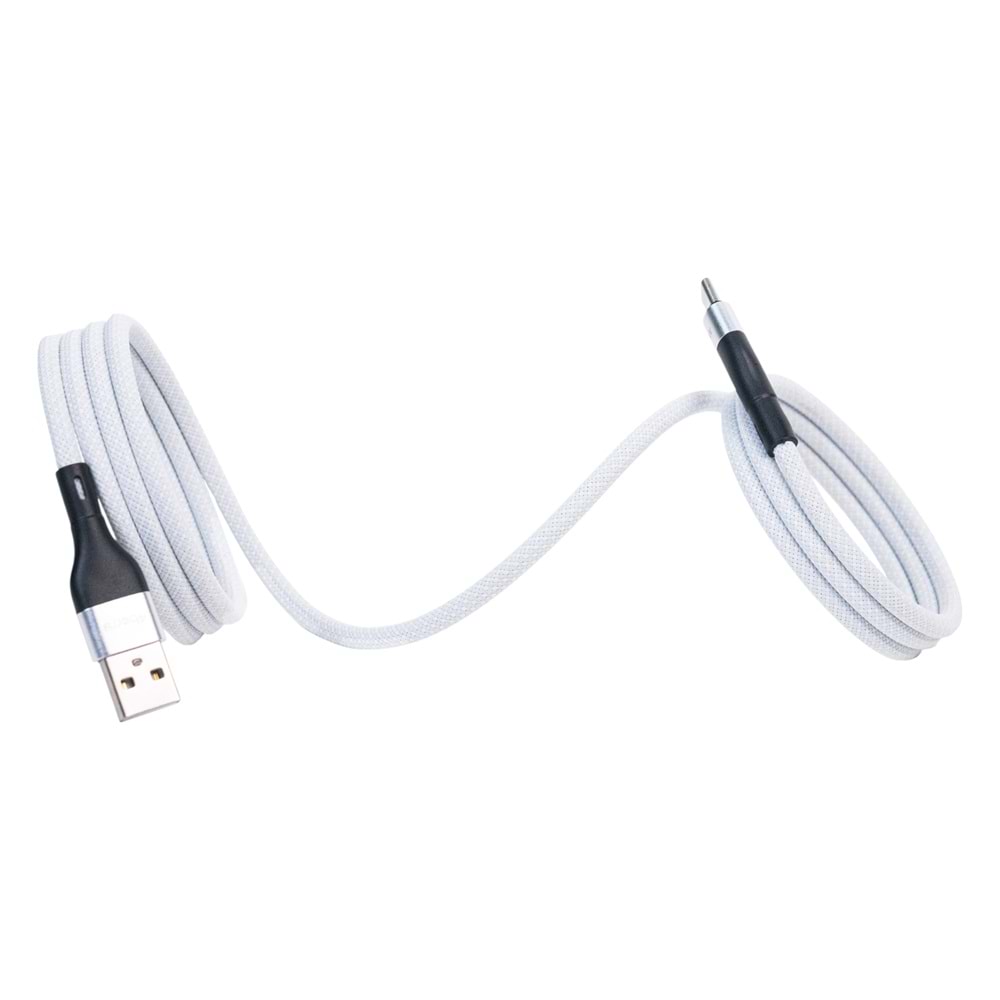 BMUC-02 Beyaz Manyetik USB-A-C Kablo – 1.5 m, Süper Hızlı Şarj