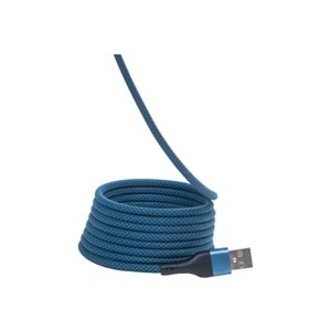 BMUC-02 Mavi Manyetik USB-A-C Kablo – 1.5 m, Süper Hızlı Şarj