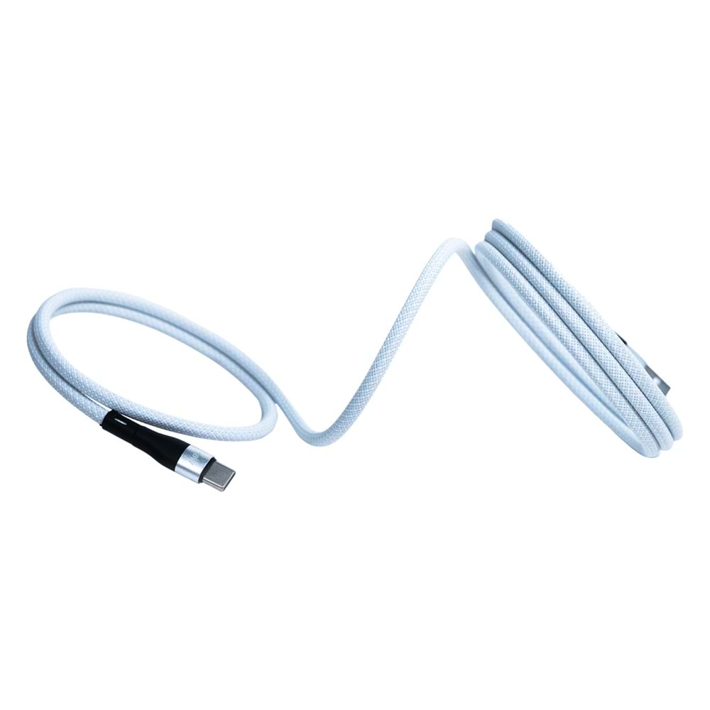 BMUC-03 Beyaz Manyetik USB A to C Kablo – 2 m, Süper Hızlı Şarj