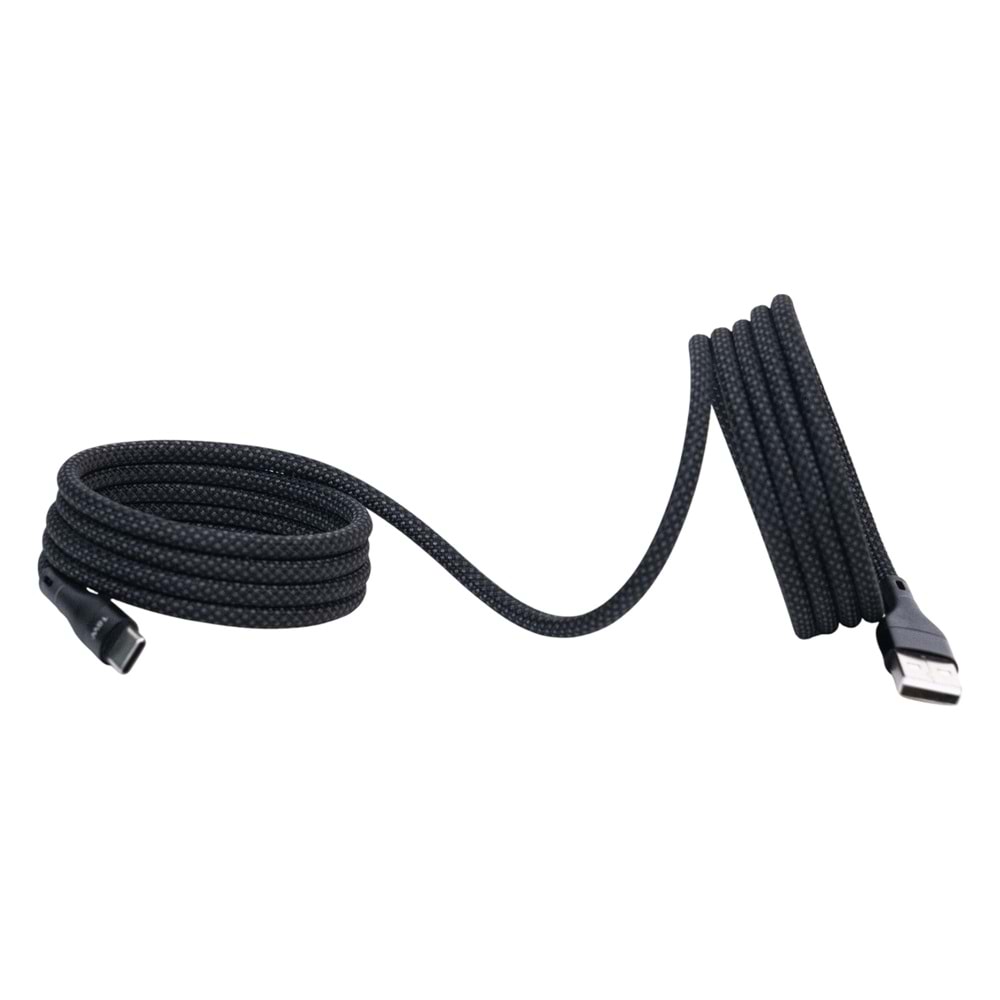 BMUC-03 Siyah Manyetik USB-A›C Kablo – 2 m, Süper Hızlı Şarj