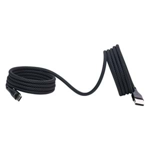 BMUC-03 Siyah Manyetik USB-A›C Kablo – 2 m, Süper Hızlı Şarj