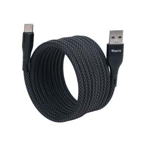 BMUC-03 Siyah Manyetik USB-A›C Kablo – 2 m, Süper Hızlı Şarj
