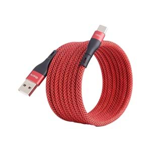 BMUC-03 Kirmizi Manyetik USB-A›C Kablo – 2 m, Süper Hızlı Şarj