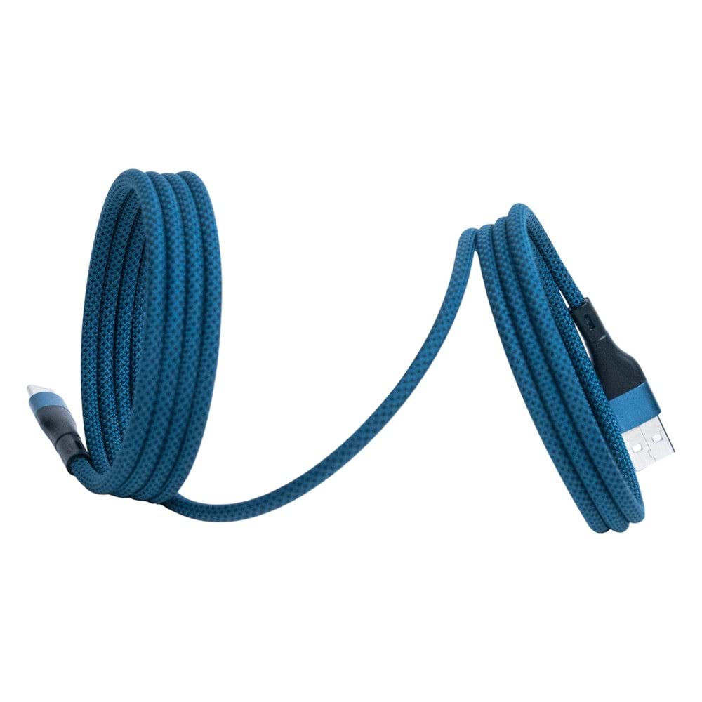 BMUC-03 Mavi Manyetik USB-A›C Kablo – 2 m, Süper Hızlı Şarj