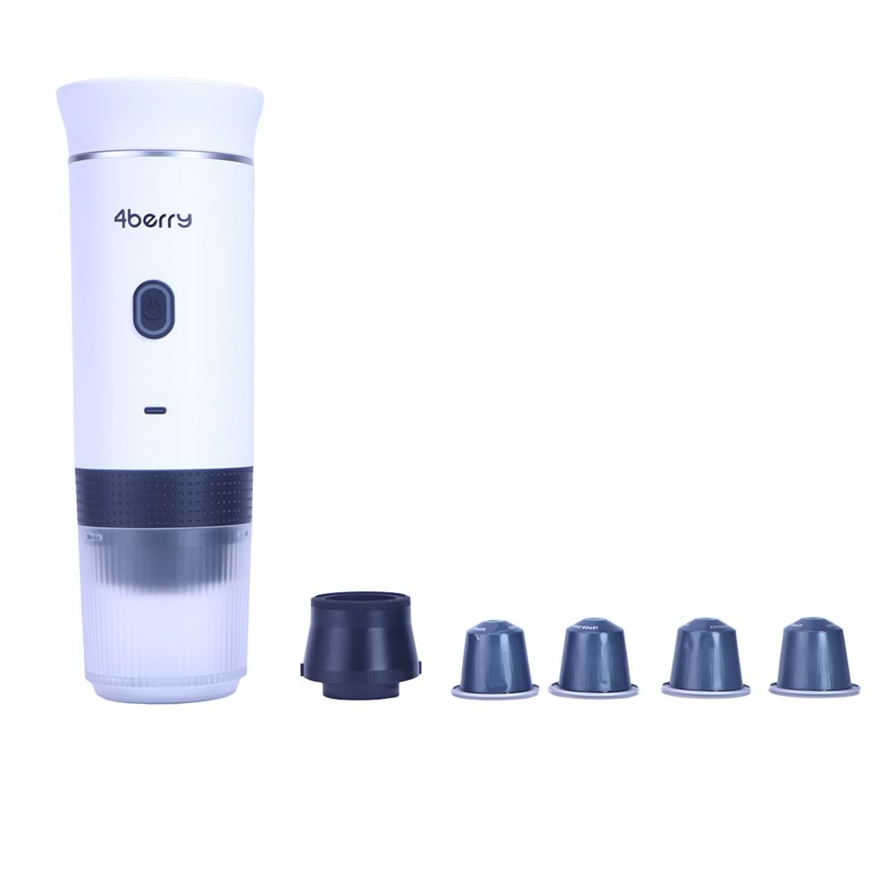 KMPRO Taşınabilir Kahve Makinesi – USB Şarjlı, Kapsül ve Öğütülmüş Kahve Uyumlu, Beyaz