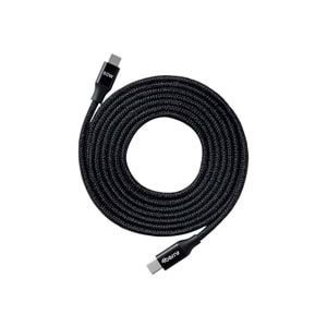 ECO-CC Siyah USB-C-C Kablosu – 1.2 m, Örgülü, 60 W Hızlı Şarj
