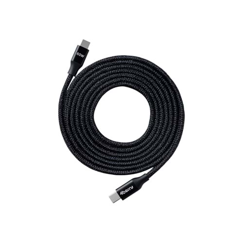 ECO-CC Siyah USB-C-C Kablosu – 1.2 m, Örgülü, 60 W Hızlı Şarj