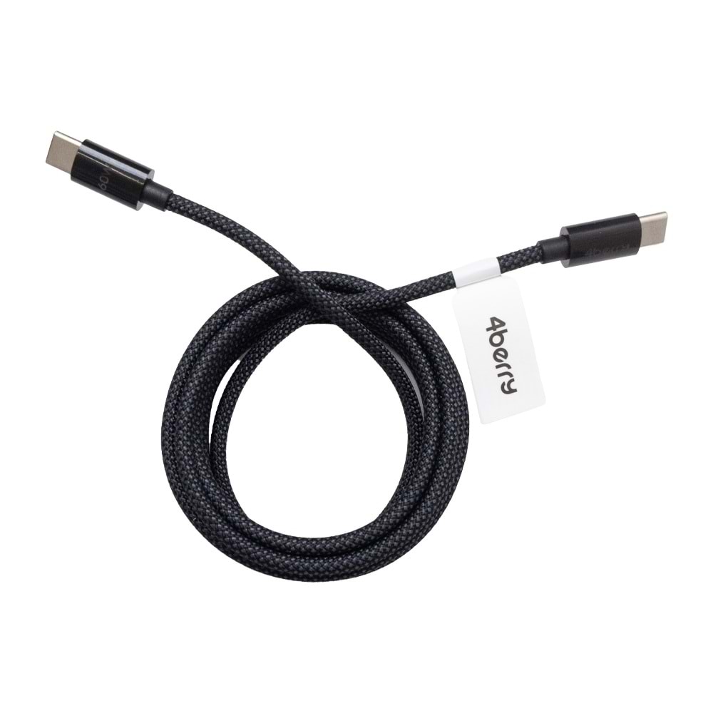 ECO-CC Siyah USB-C-C Kablosu – 1.2 m, Örgülü, 60 W Hızlı Şarj