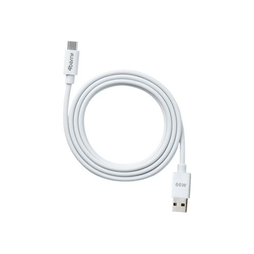 ECO-ACT Beyaz USB-A-C Kablo – 1.2 m, 66 W Hızlı Şarj, Dayanıklı Plastik Yapı
