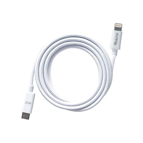 ECO-CL Beyaz USB-C-Lightning 2 m Örgülü Kablo – 20 W Hızlı Şarj