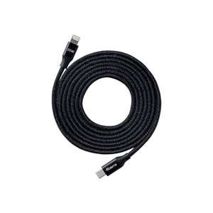 4Berry ECO-CL Siyah USB-C-Lightning 2 m Örgülü Kablo – 20 W Hızlı Şarj