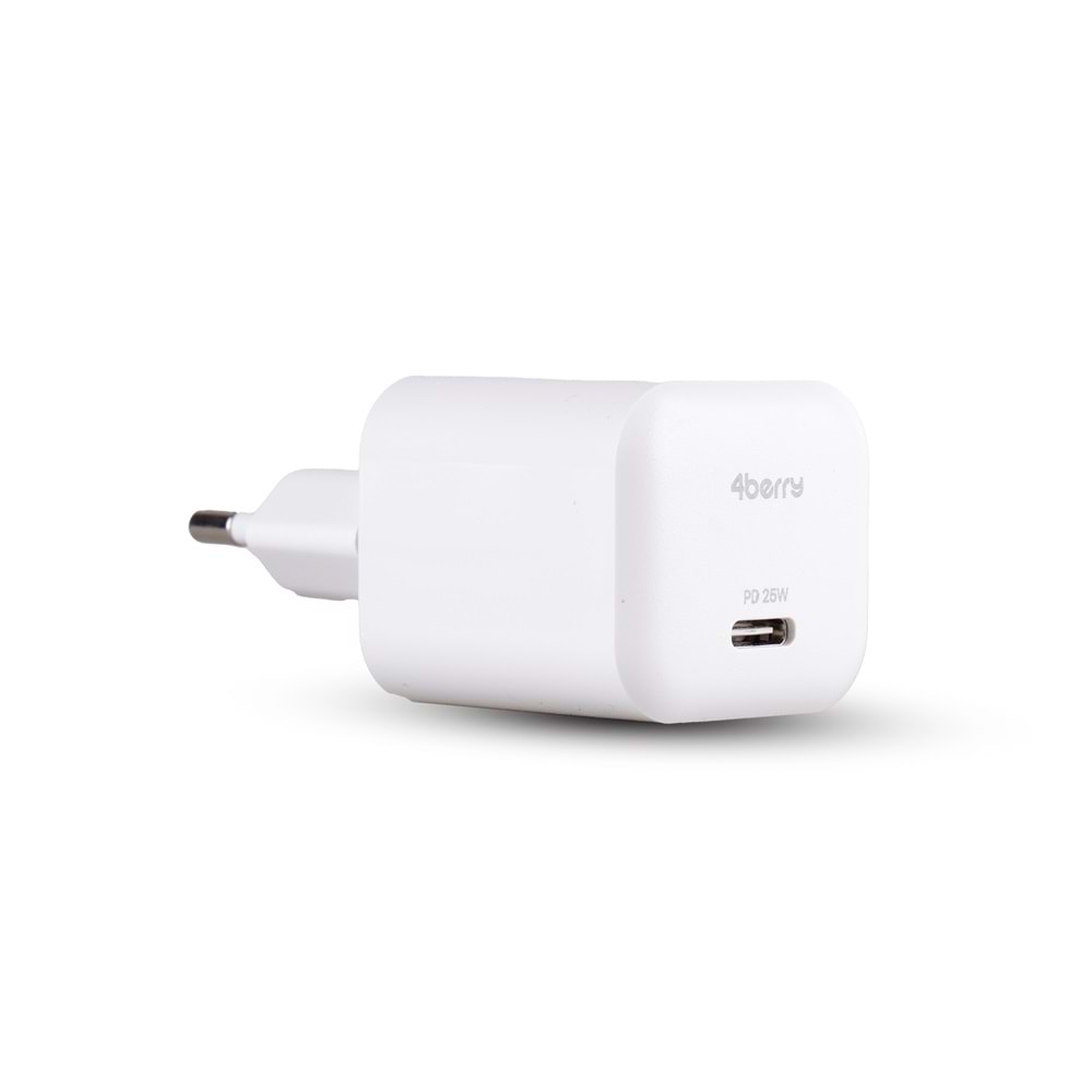 AS74 25W PD 3A Type-C Çıkışlı Şarj Adaptörü Başlık Beyaz