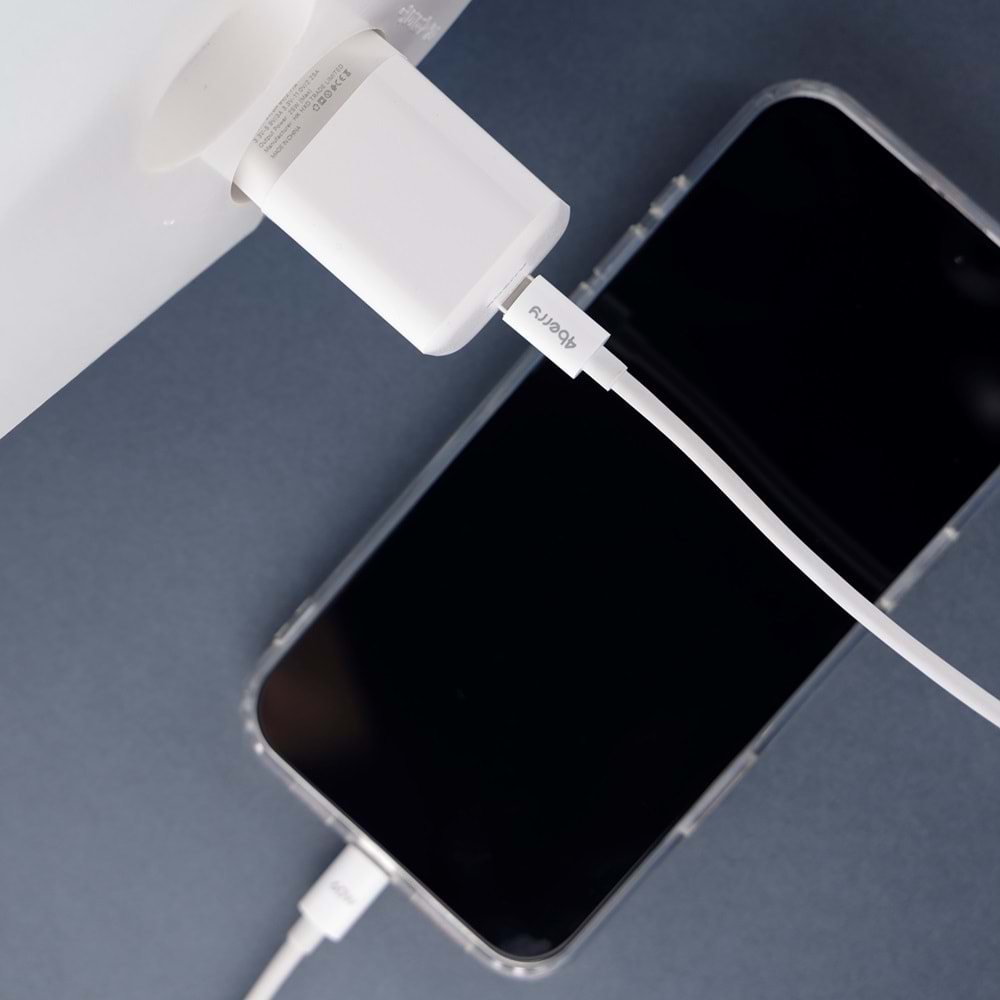 AS74 25W PD 3A Type-C Çıkışlı Şarj Adaptörü Başlık Beyaz