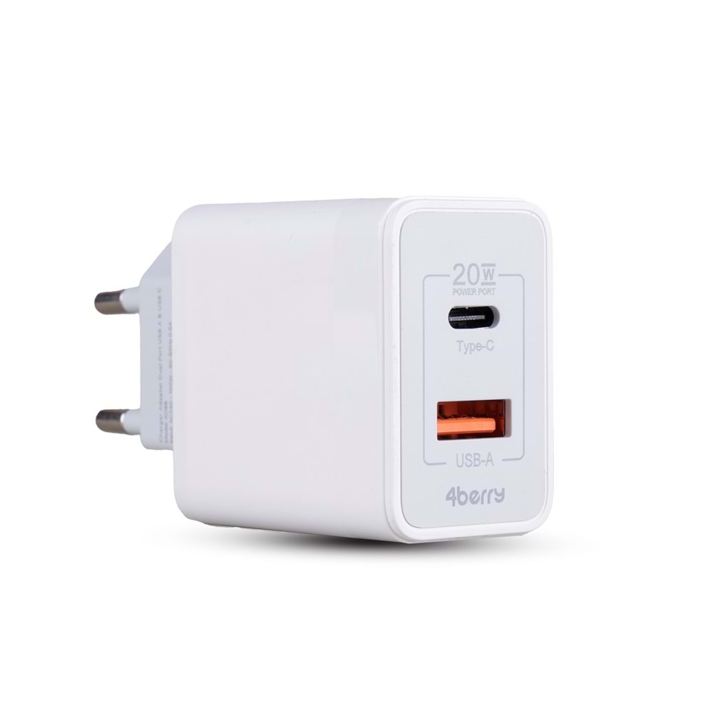 AD88 20W Çift USB Şarj Adaptörü - Hızlı Şarj Cihazı BEYAZ