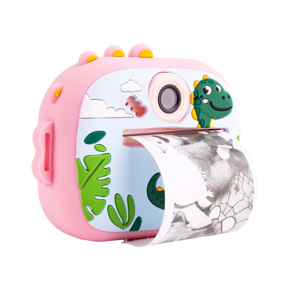 M5 Taşınabilir Fotoğraf Yazıcı ve Kamera DİNOZOR Pembe